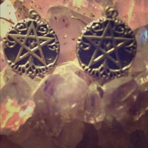 🌙 New-Sterling Silver Cut Tree Pentacle Earrings
